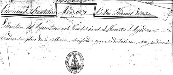 Documento acreditativo del año 1857 
